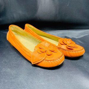 Miu Miu Orange Buffalo Mandarino Loafers Flats